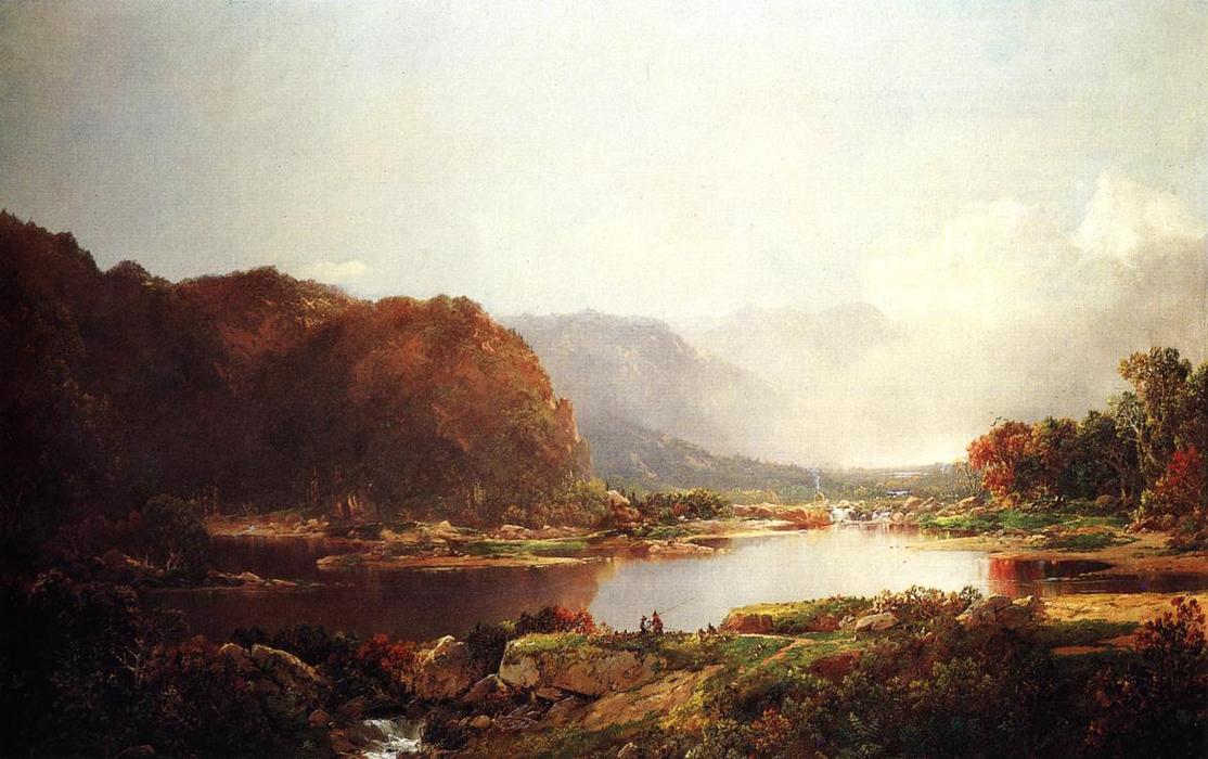 Wikioo.org - The Encyclopedia of Fine Arts - Painting, Artwork by William Louis Sonntag - Fishermen in the Adironcacks, Hudson River