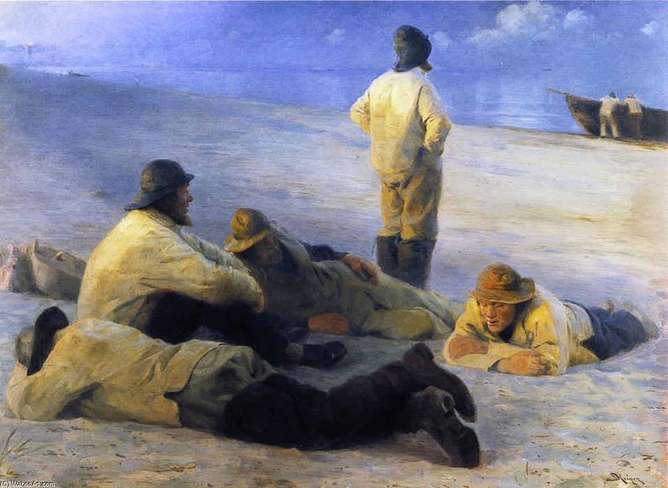 Wikioo.org - The Encyclopedia of Fine Arts - Painting, Artwork by Peder Severin Kroyer - Fishermen on Skagens Beach