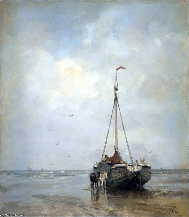 WikiOO.org - Enciclopédia das Belas Artes - Pintura, Arte por Jacob Henricus Maris - Fishersboat at the Beach of Scheveningen