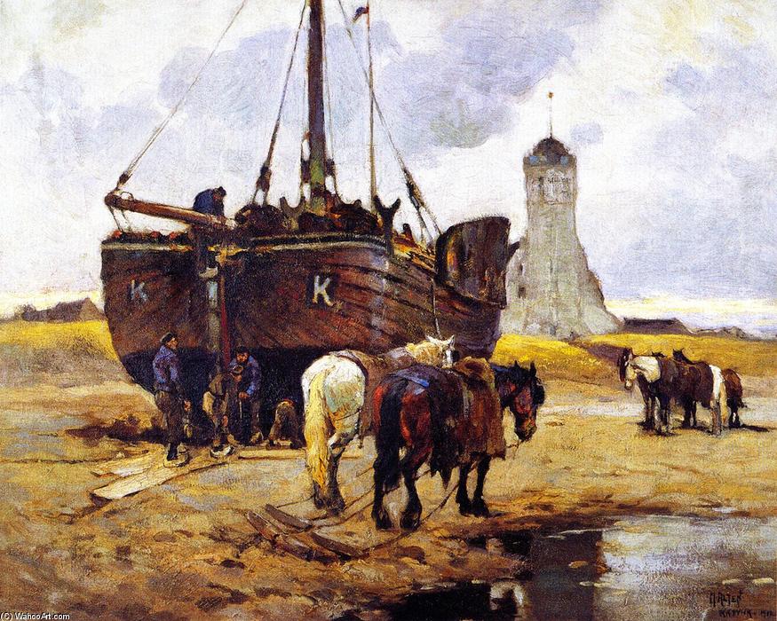 Wikioo.org - The Encyclopedia of Fine Arts - Painting, Artwork by Mathias Joseph Alten - Fishing Boat at Katwick