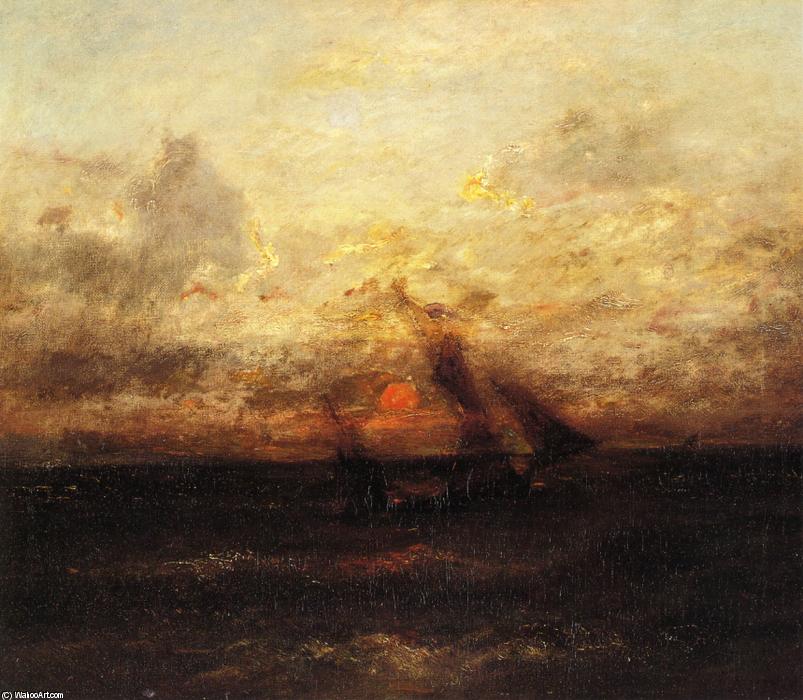 Wikioo.org - The Encyclopedia of Fine Arts - Painting, Artwork by Jules Dupré - Fishing Boat in Stormy Seas