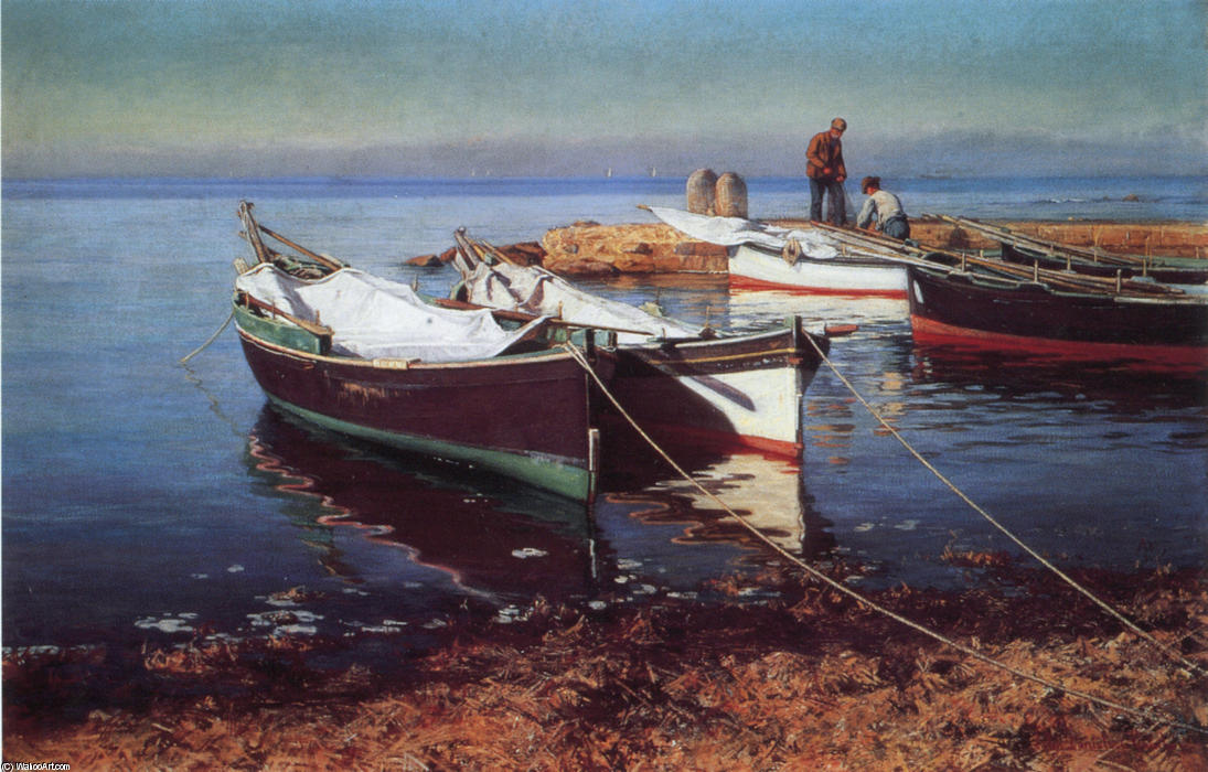 Wikioo.org - The Encyclopedia of Fine Arts - Painting, Artwork by Elin Kleopatra Danielson Gambogi - Fishing Boats