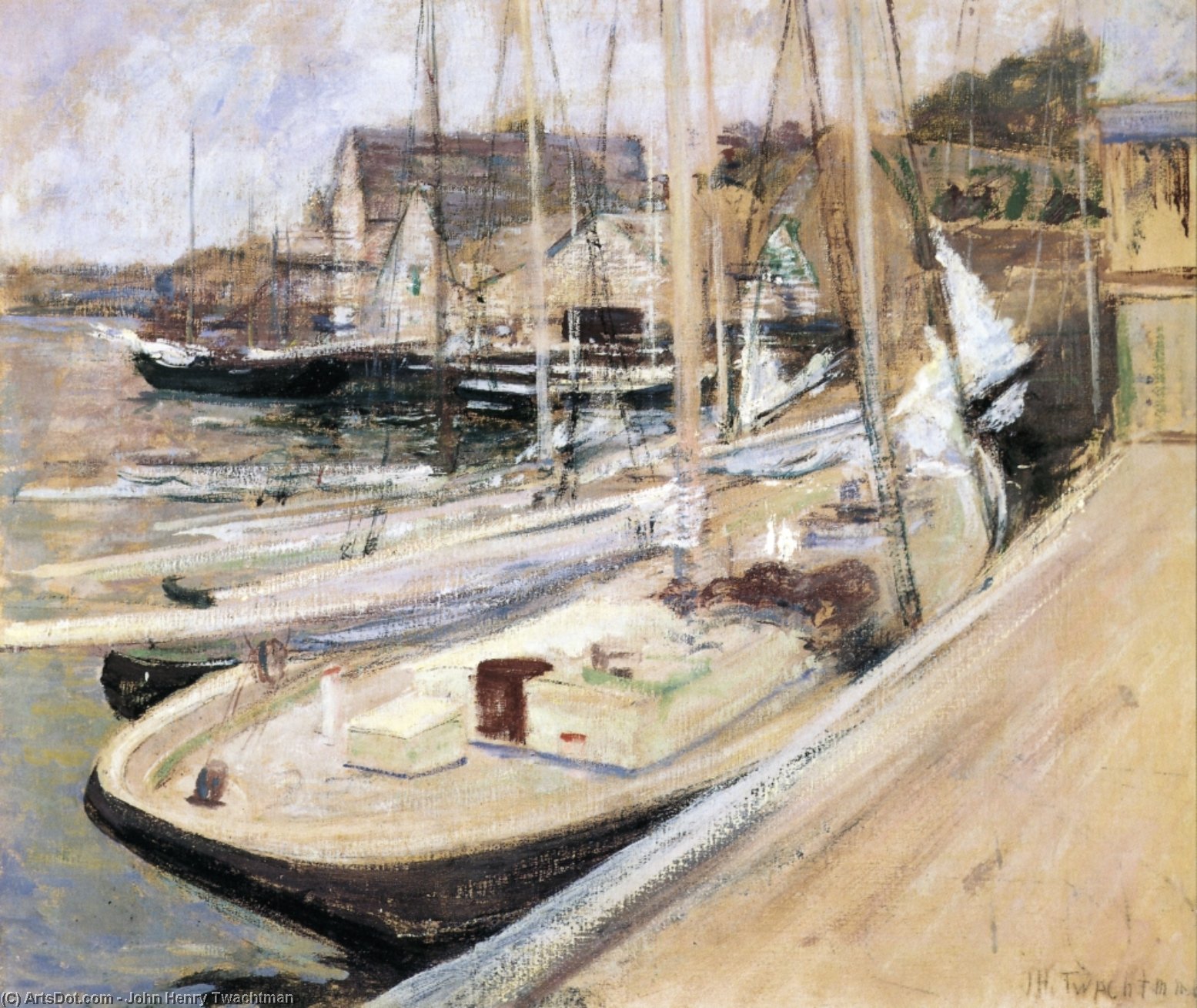 Wikioo.org - The Encyclopedia of Fine Arts - Painting, Artwork by John Henry Twachtman - Fishing Boats at Gloucester