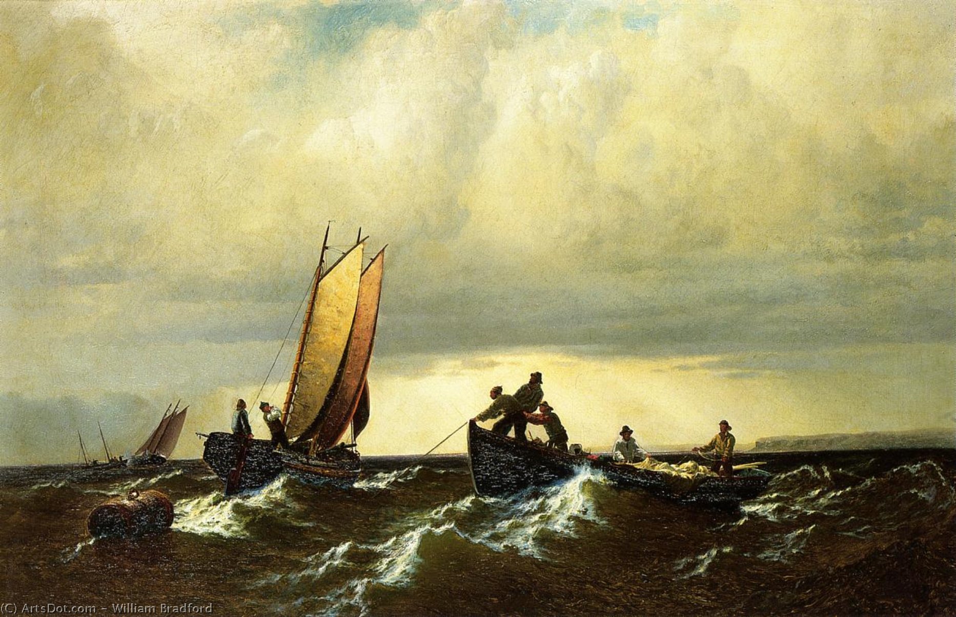 Wikioo.org - The Encyclopedia of Fine Arts - Painting, Artwork by William Bradford - Fishing Boats on the Bay of Fundy