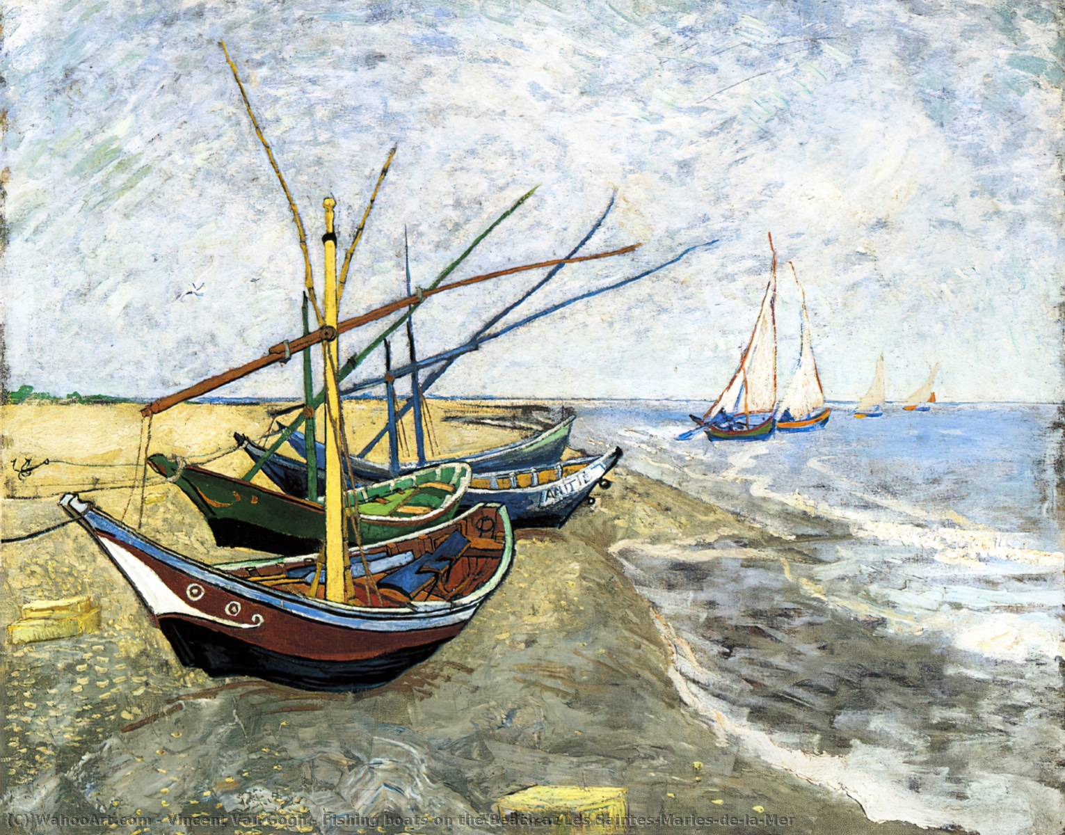 Wikioo.org - Bách khoa toàn thư về mỹ thuật - Vẽ tranh, Tác phẩm nghệ thuật Vincent Van Gogh - Fishing boats on the Beach at Les Saintes-Maries-de-la-Mer