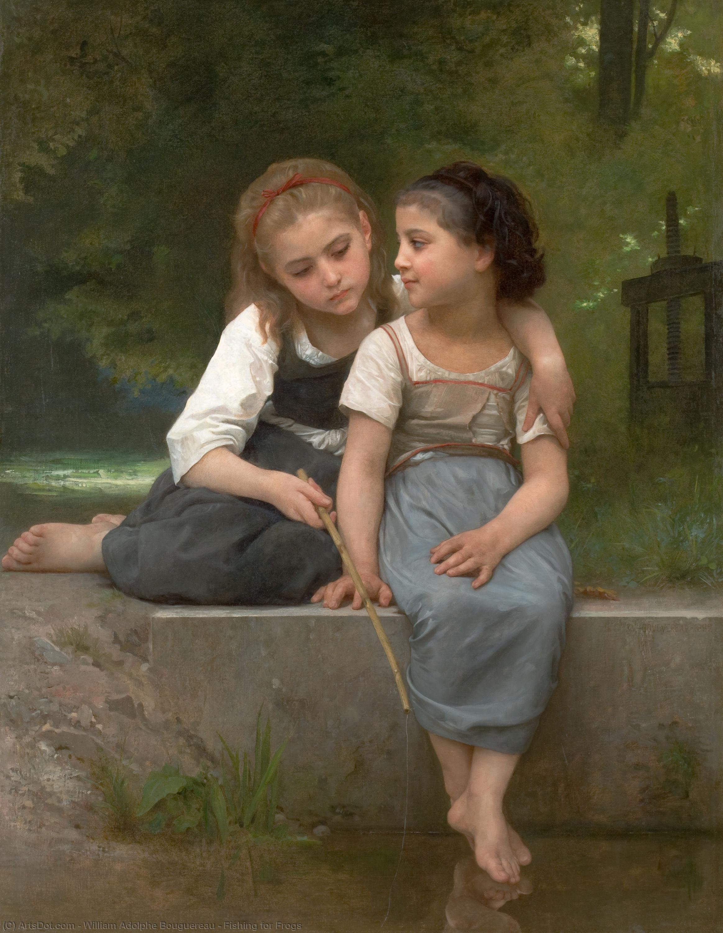 Wikioo.org - The Encyclopedia of Fine Arts - Painting, Artwork by William Adolphe Bouguereau - Fishing for Frogs
