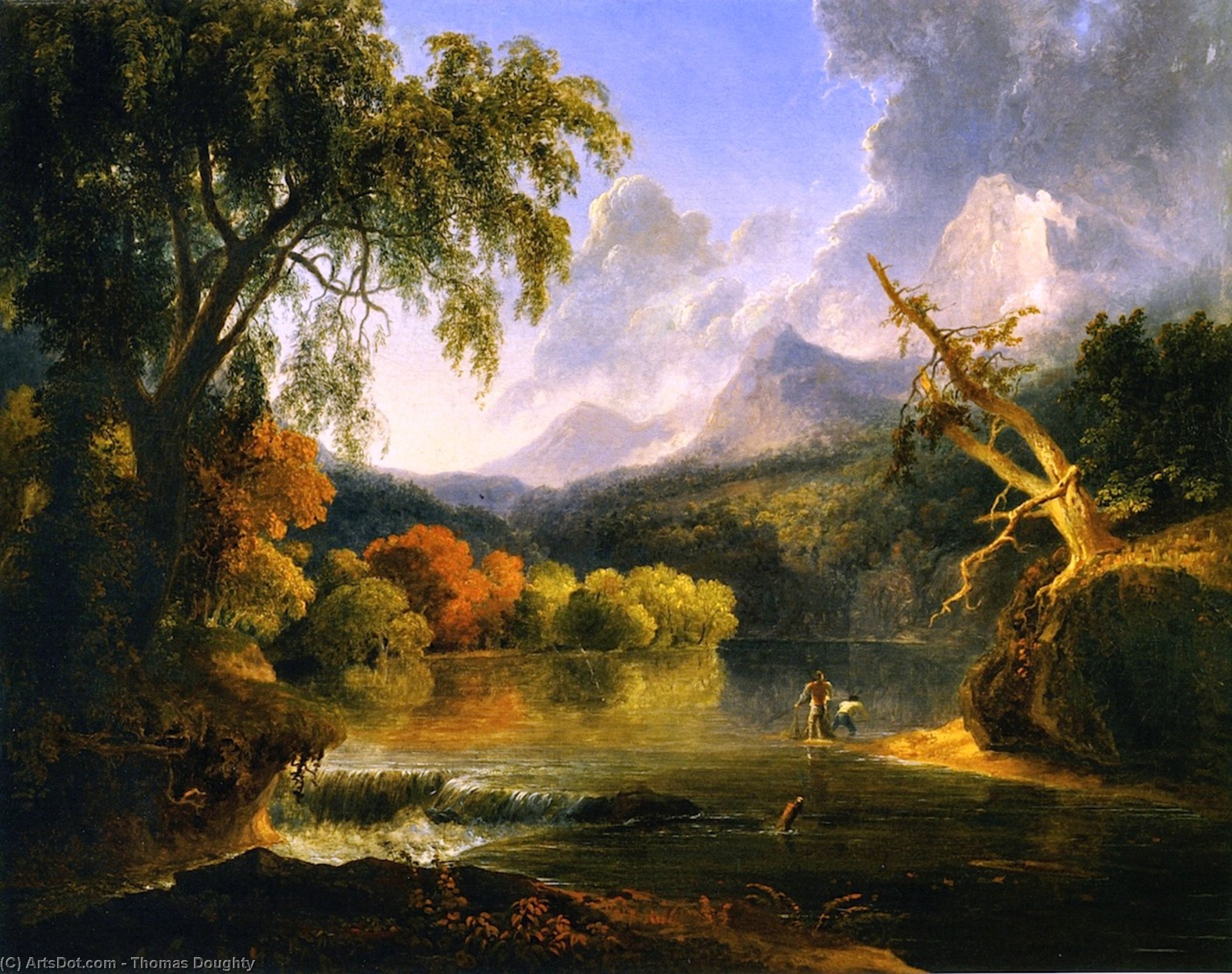 Wikioo.org - The Encyclopedia of Fine Arts - Painting, Artwork by Thomas Doughty - Fishing in a River