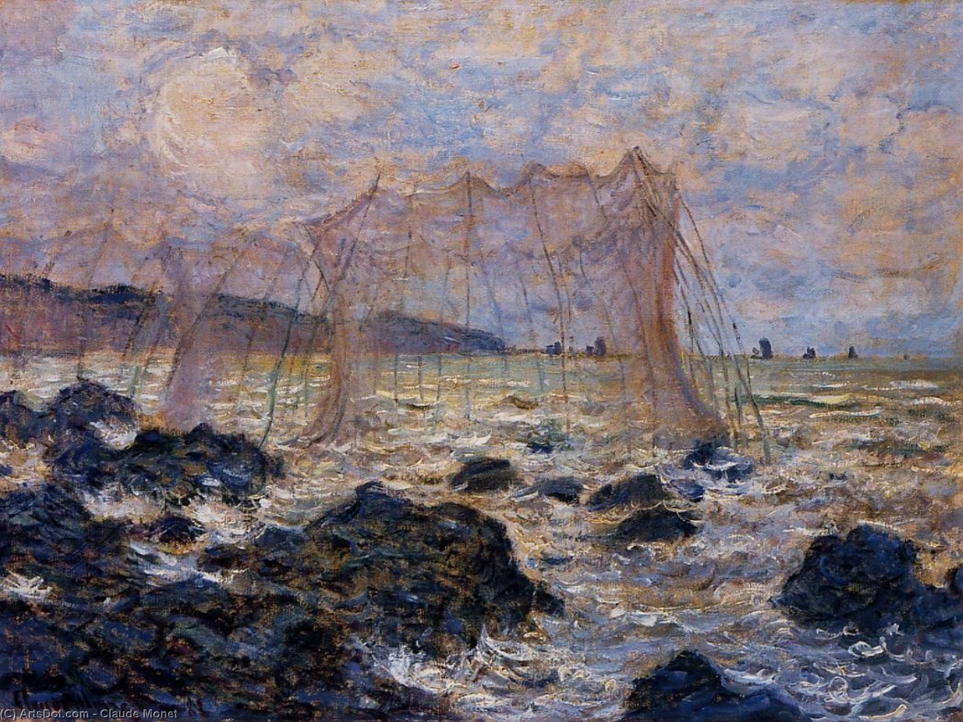 Wikioo.org - The Encyclopedia of Fine Arts - Painting, Artwork by Claude Monet - Fishing Nets at Pourville