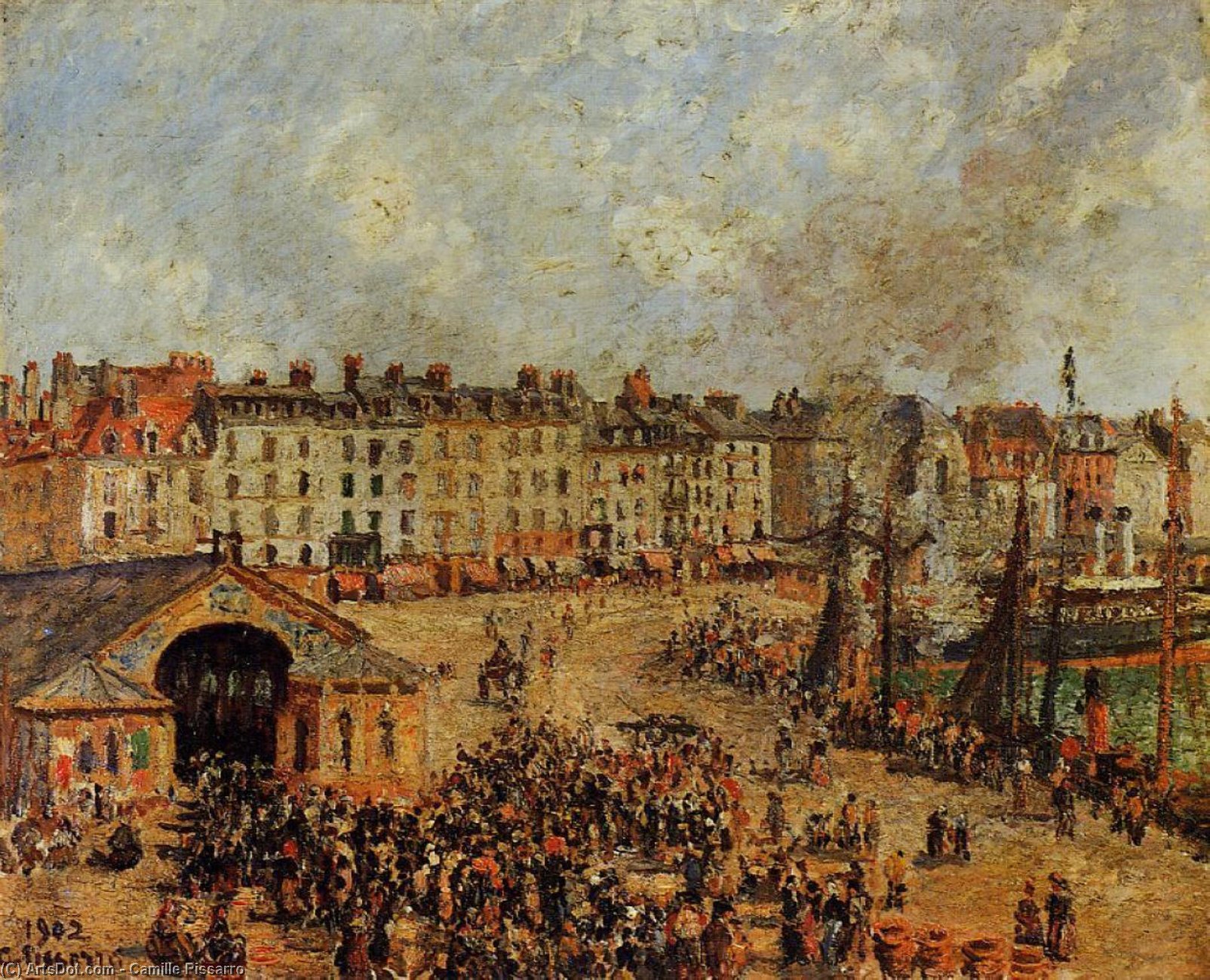 Wikioo.org - The Encyclopedia of Fine Arts - Painting, Artwork by Camille Pissarro - The Fishmarket, Dieppe 2