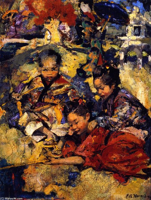 Wikioo.org - The Encyclopedia of Fine Arts - Painting, Artwork by Edward Atkinson Hornel - The Fish Pool