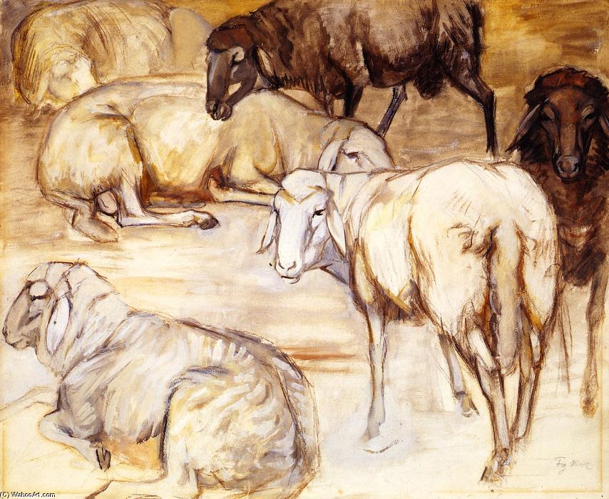 WikiOO.org - Encyclopedia of Fine Arts - Lukisan, Artwork Franz Marc - Flock of Sheep II