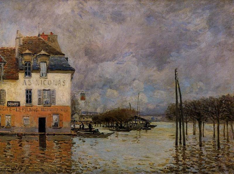 Wikioo.org - The Encyclopedia of Fine Arts - Painting, Artwork by Alfred Sisley - Flood at Port-Marly