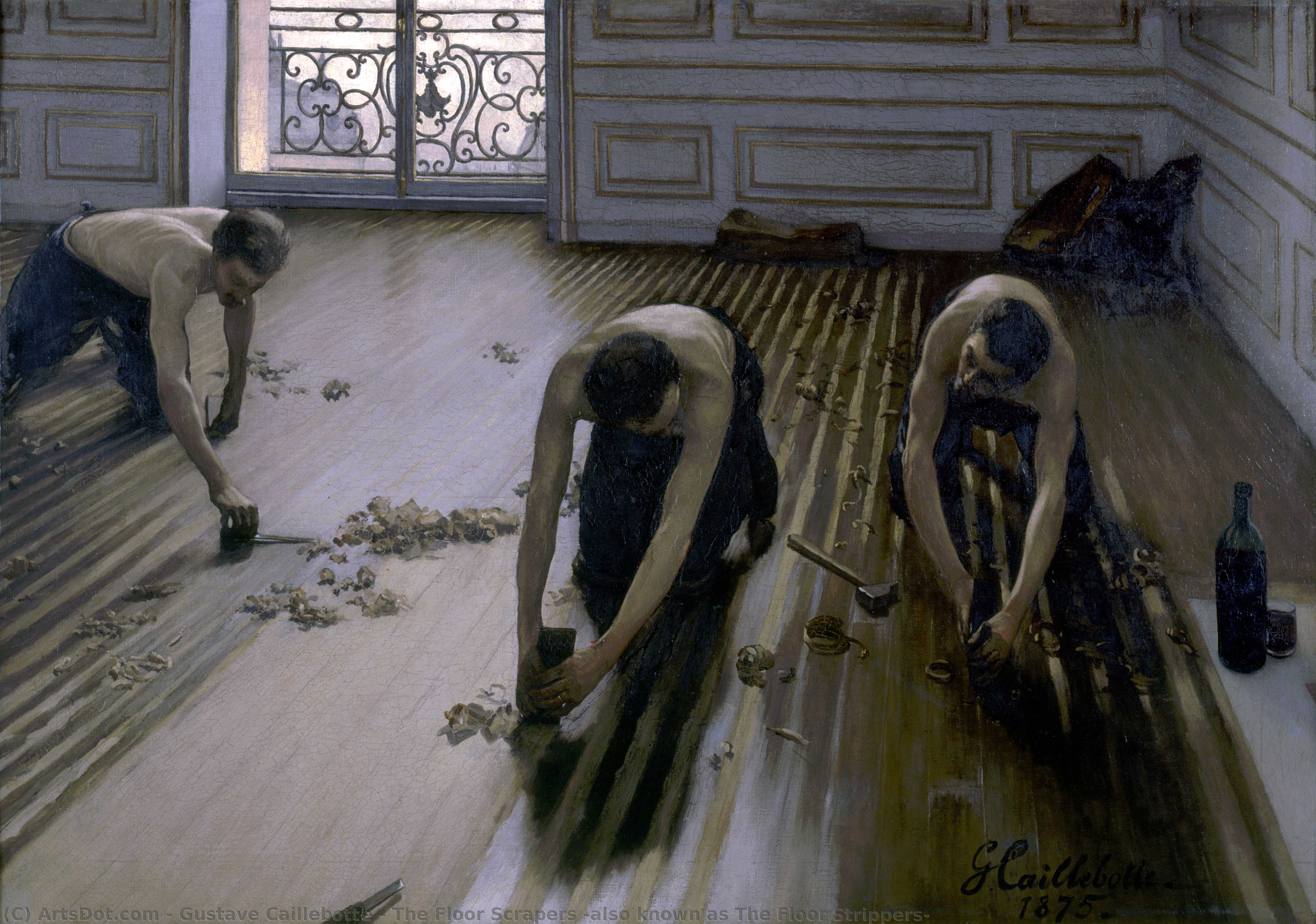 Wikioo.org - The Encyclopedia of Fine Arts - Painting, Artwork by Gustave Caillebotte - The Floor Scrapers (also known as The Floor Strippers)