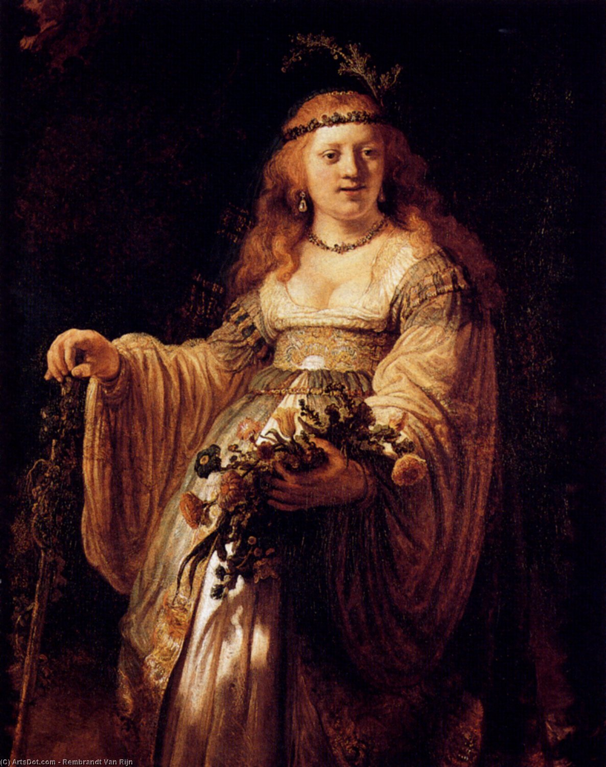 Wikioo.org - The Encyclopedia of Fine Arts - Painting, Artwork by Rembrandt Van Rijn - Flora