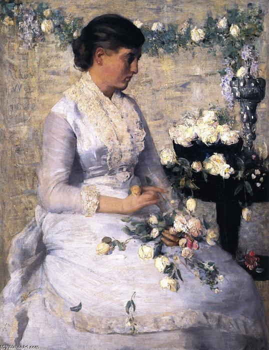 Wikioo.org - The Encyclopedia of Fine Arts - Painting, Artwork by Julian Alden Weir - Flora (also known as Carrie Mansfield Weir)