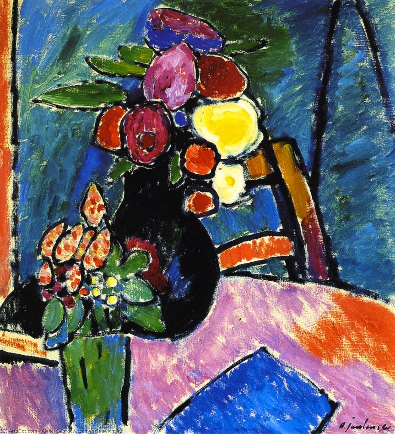 Wikioo.org - The Encyclopedia of Fine Arts - Painting, Artwork by Alexej Georgewitsch Von Jawlensky - Floral Still LIfe