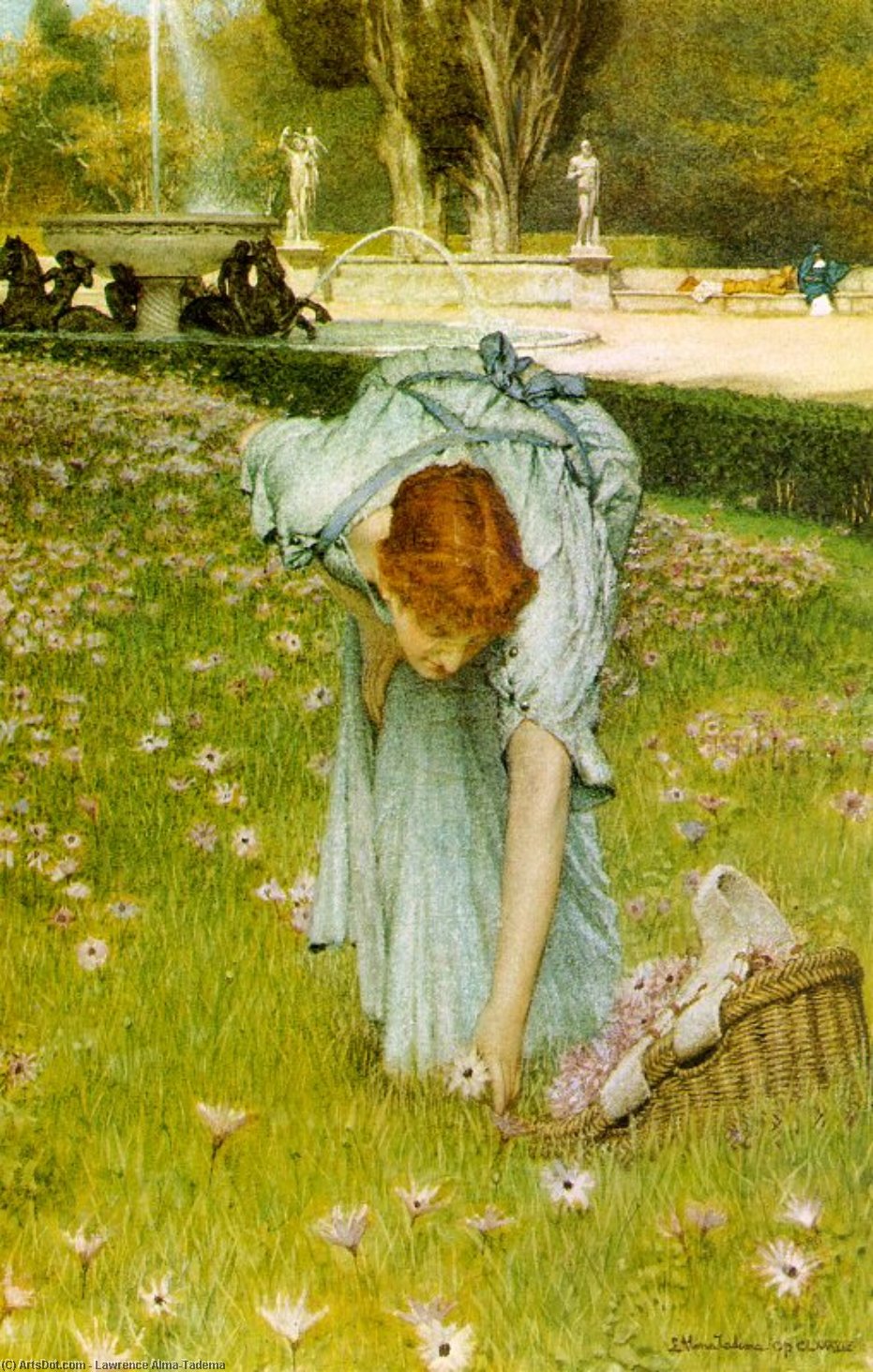 Wikioo.org - The Encyclopedia of Fine Arts - Painting, Artwork by Lawrence Alma-Tadema - Flora: Spring in the Gardens of the Villa Borghese