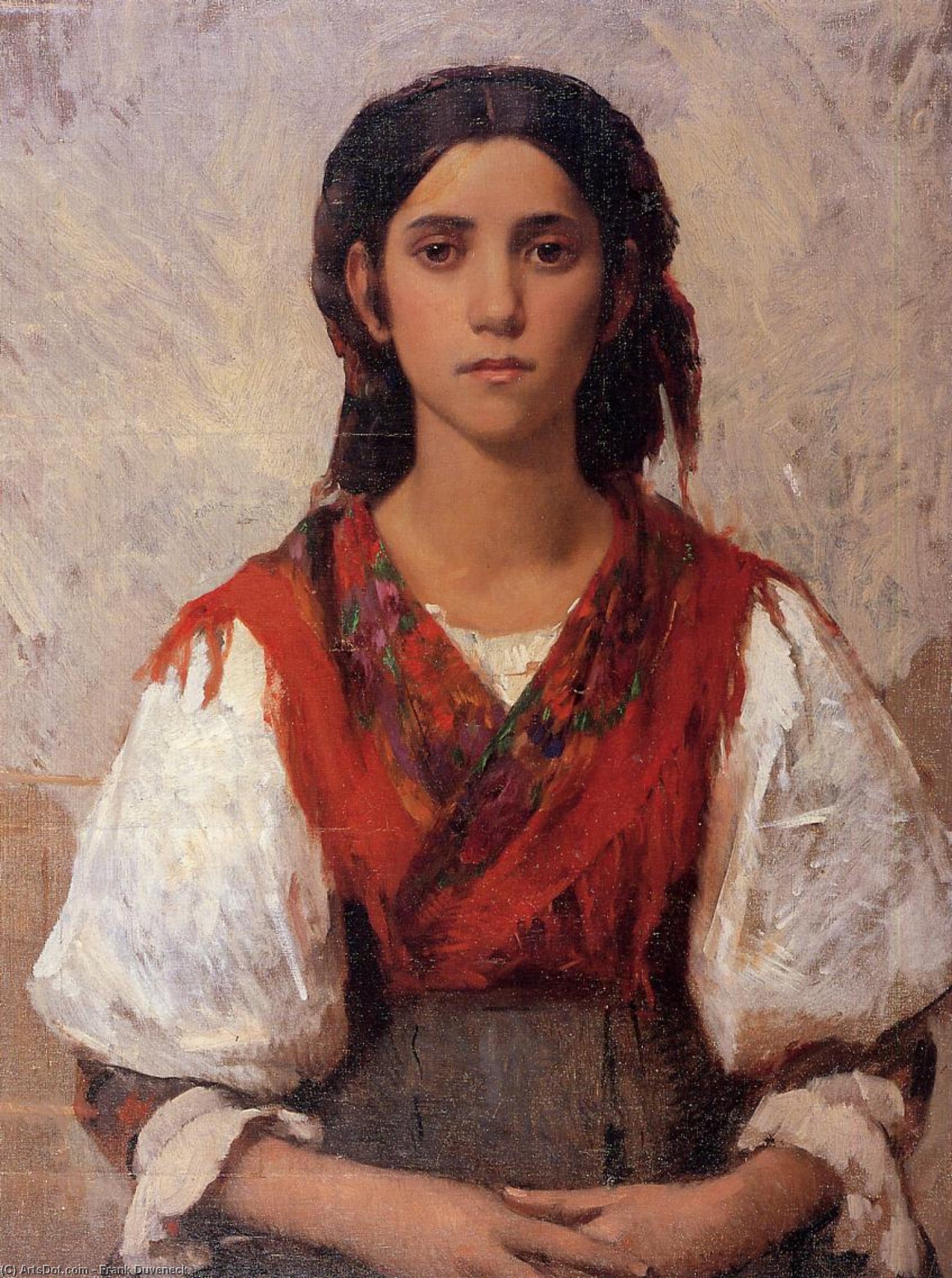 WikiOO.org - אנציקלופדיה לאמנויות יפות - ציור, יצירות אמנות Frank Duveneck - Florentine Flower Girl