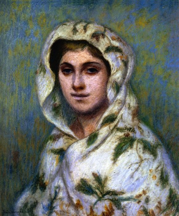 WikiOO.org - Encyclopedia of Fine Arts - Maalaus, taideteos Federico Zandomeneghi - The Flowered Shawl