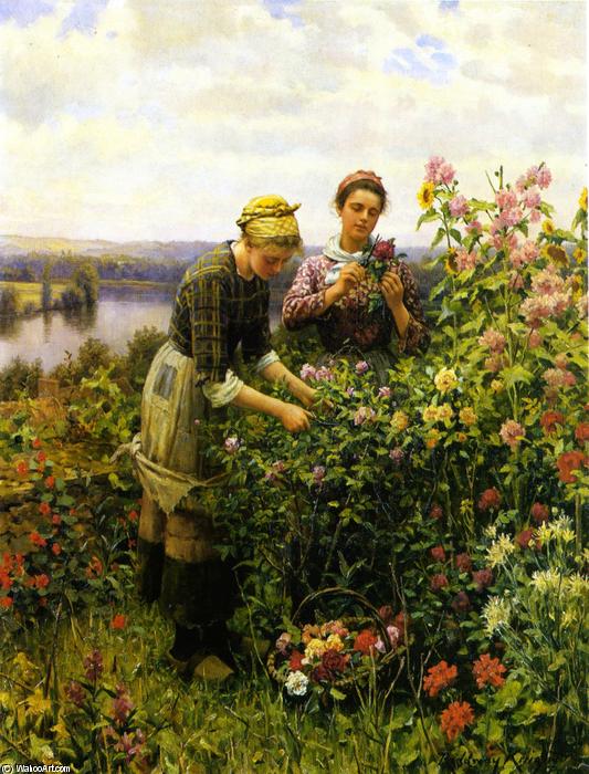 Wikioo.org - The Encyclopedia of Fine Arts - Painting, Artwork by Daniel Ridgway Knight - Flower Girls