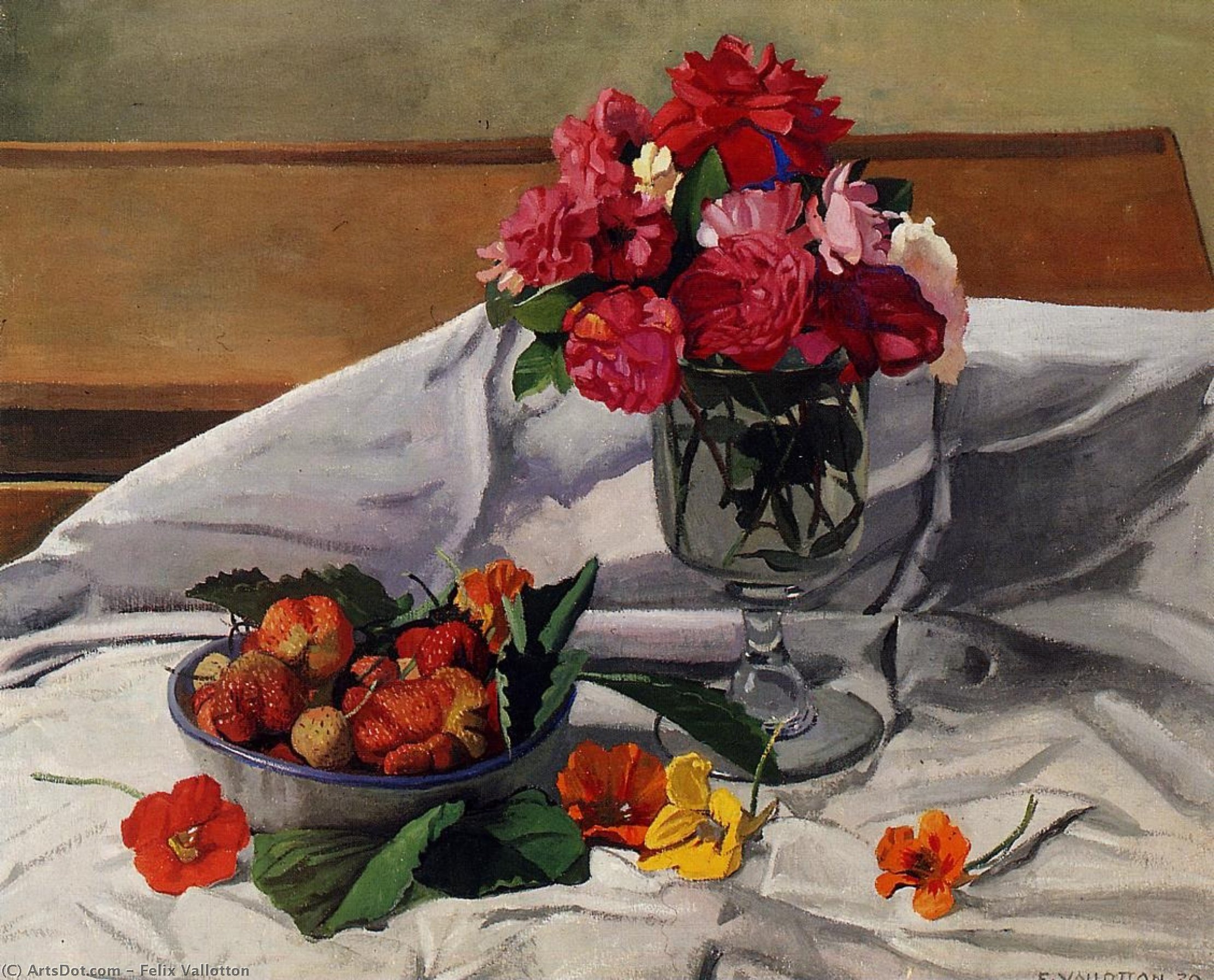 Wikioo.org - The Encyclopedia of Fine Arts - Painting, Artwork by Felix Vallotton - Flowers and Strawberries