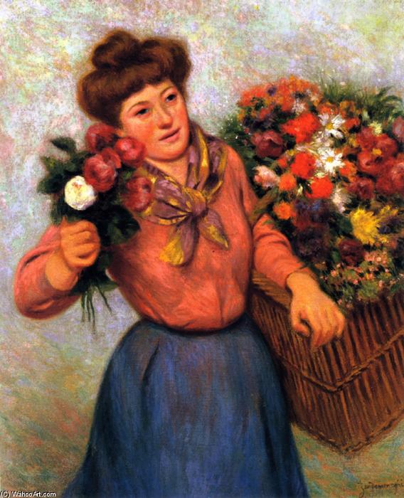 Wikioo.org – La Enciclopedia de las Bellas Artes - Pintura, Obras de arte de Federico Zandomeneghi - Vendedor de la flor en Montmartre