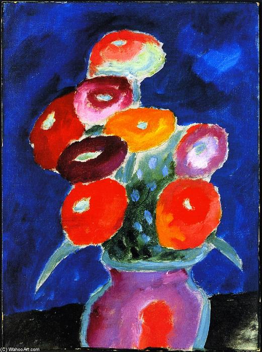 Wikioo.org - The Encyclopedia of Fine Arts - Painting, Artwork by Alexej Georgewitsch Von Jawlensky - Flowers in a Vase