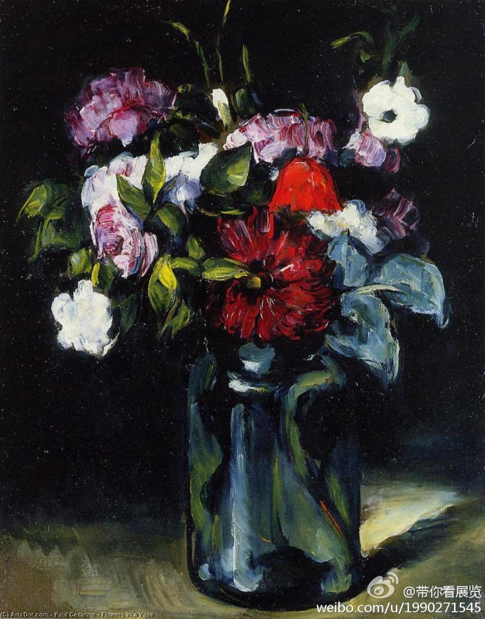 WikiOO.org - 百科事典 - 絵画、アートワーク Paul Cezanne - 花 には 花瓶