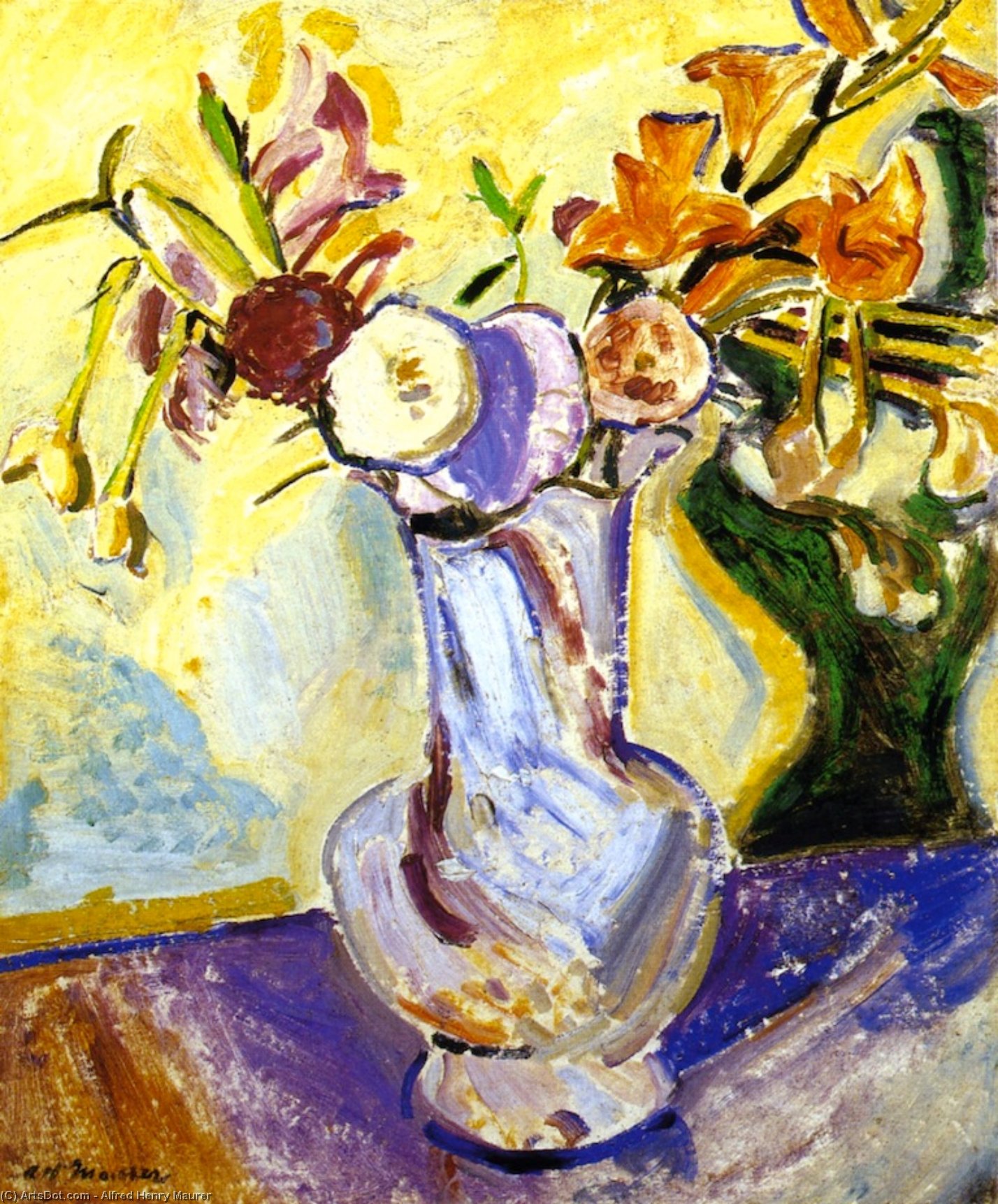 Wikioo.org - The Encyclopedia of Fine Arts - Painting, Artwork by Alfred Henry Maurer - Flowers in a White Fase