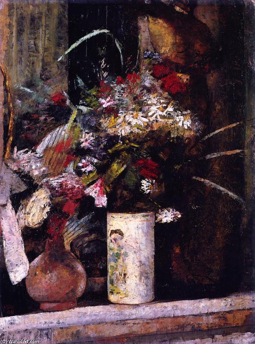 WikiOO.org - Encyclopedia of Fine Arts - Malba, Artwork Lesser Ury - Flowers on the Mantel
