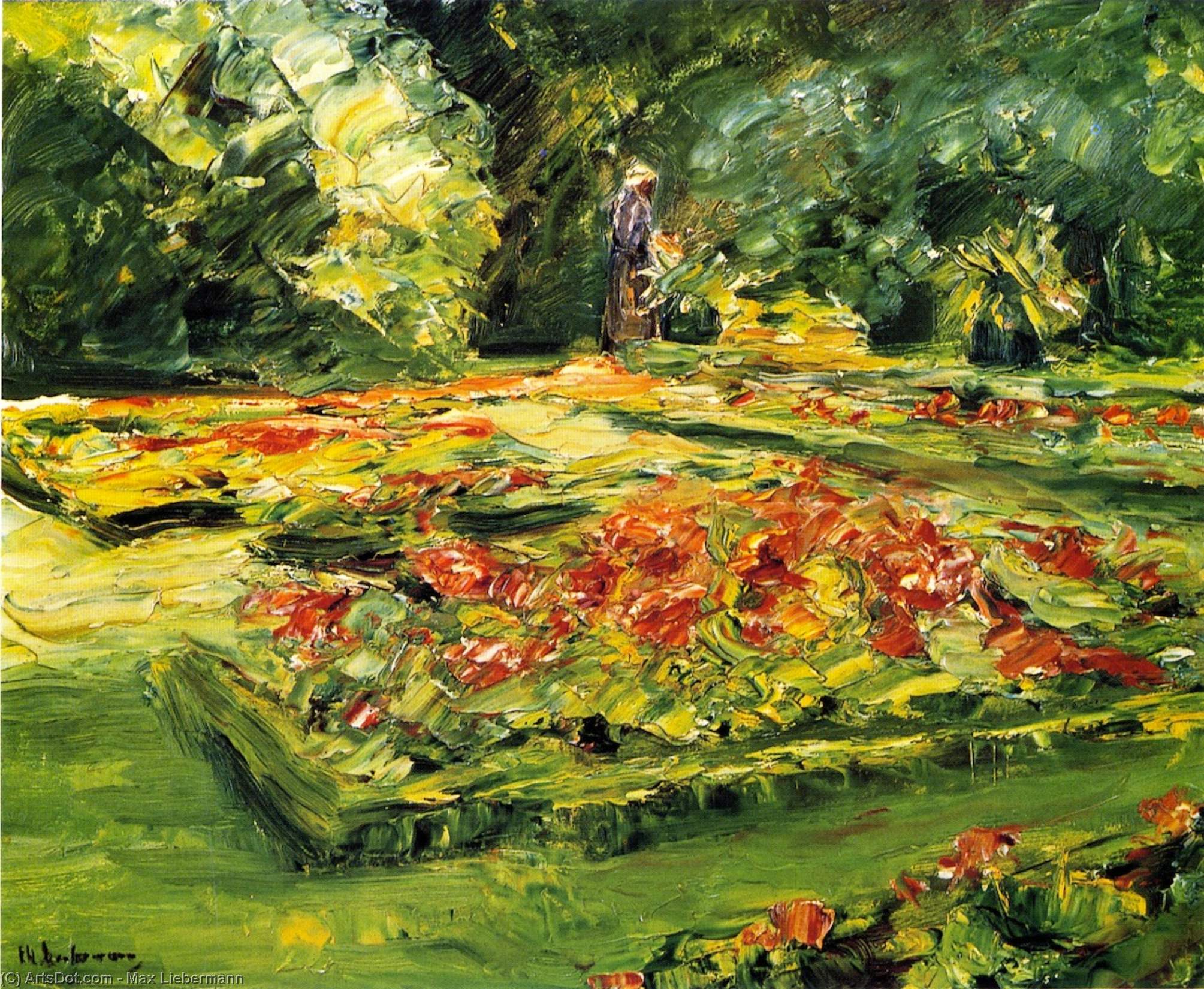 Wikioo.org - The Encyclopedia of Fine Arts - Painting, Artwork by Max Liebermann - Flower Terrace in the Wannsee Garden, Facing East