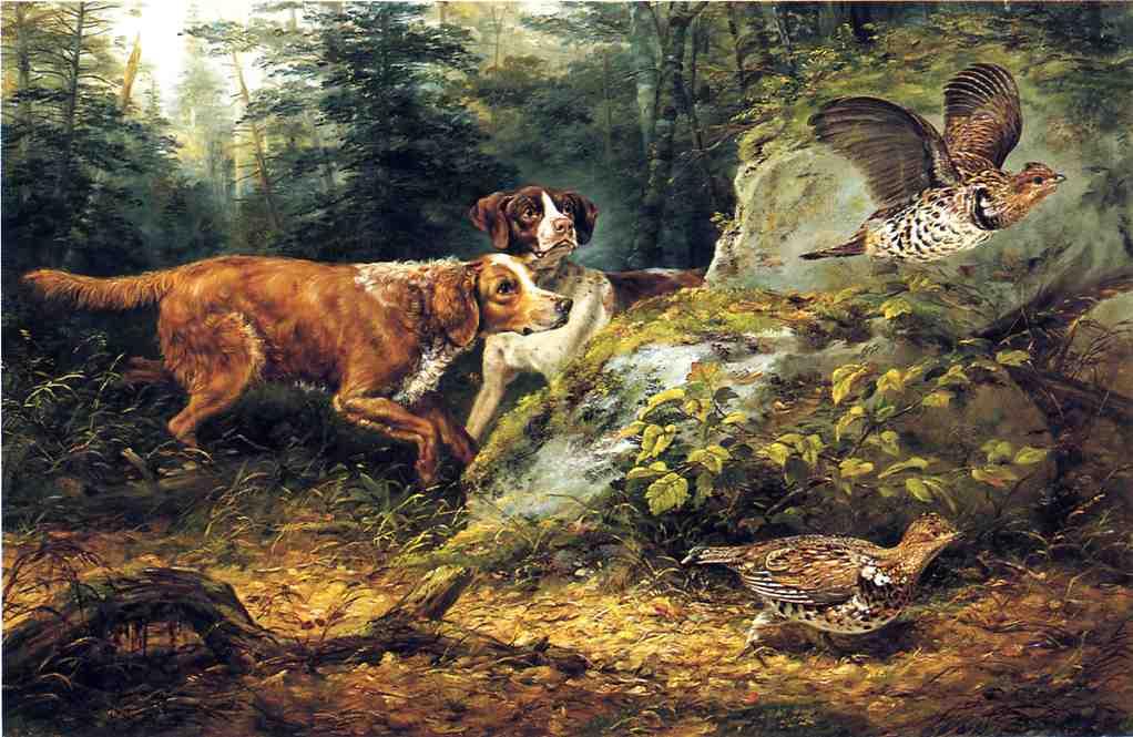 Wikioo.org - The Encyclopedia of Fine Arts - Painting, Artwork by Arthur Fitzwilliam Tait - Flushed: Ruffed Grouse Shooting