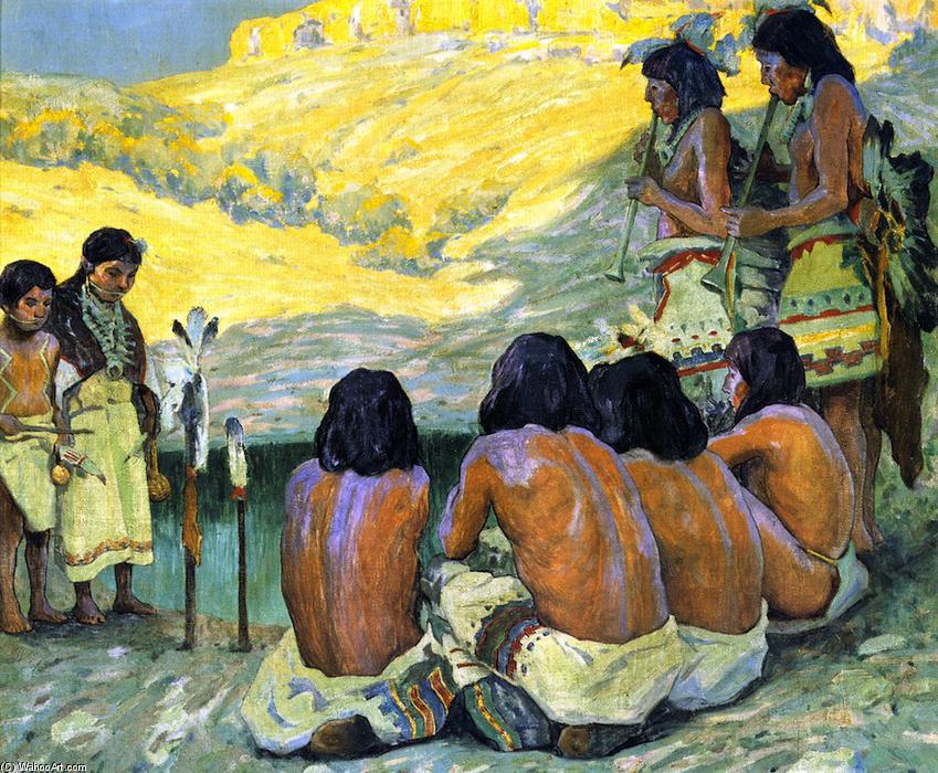 WikiOO.org - Encyclopedia of Fine Arts - Lukisan, Artwork Eanger Irving Couse - The Flute Ceremony