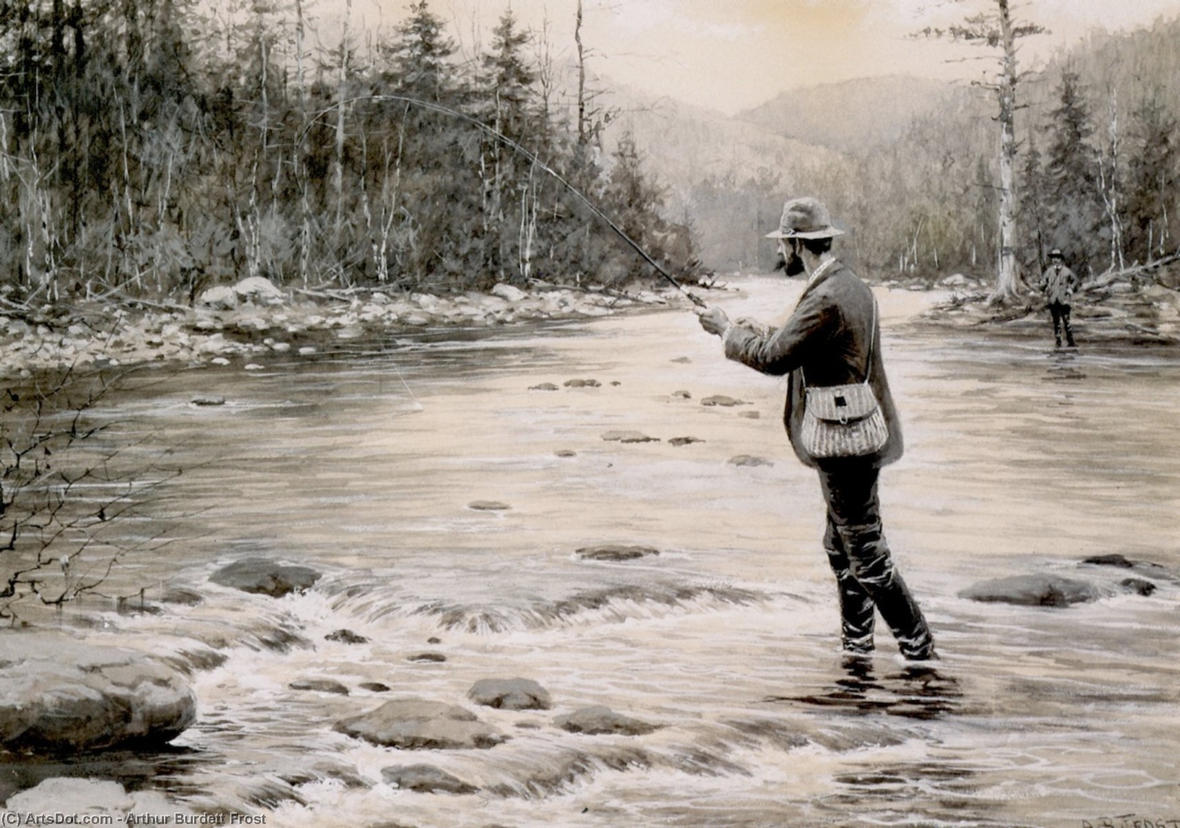 WikiOO.org - Encyclopedia of Fine Arts - Lukisan, Artwork Arthur Burdett Frost - Fly Fishing