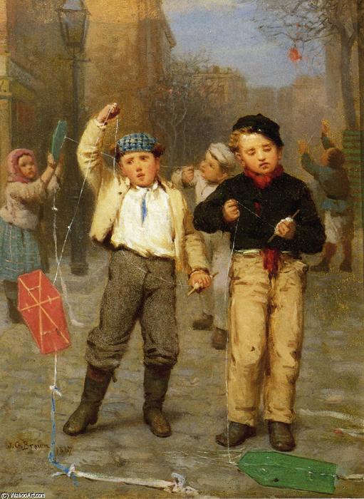Wikioo.org - The Encyclopedia of Fine Arts - Painting, Artwork by John George Brown - Flying Kites