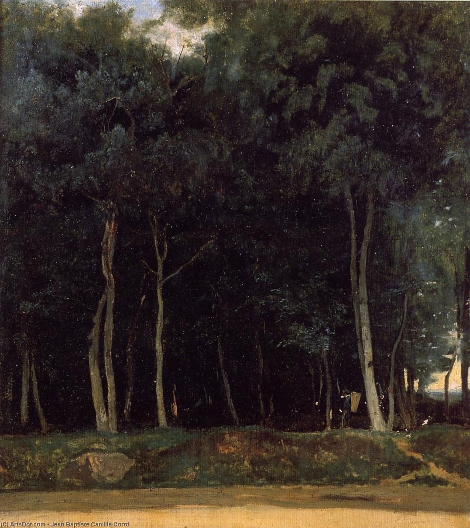 Wikioo.org - The Encyclopedia of Fine Arts - Painting, Artwork by Jean Baptiste Camille Corot - Fontainebleau, the Bas-Breau Road