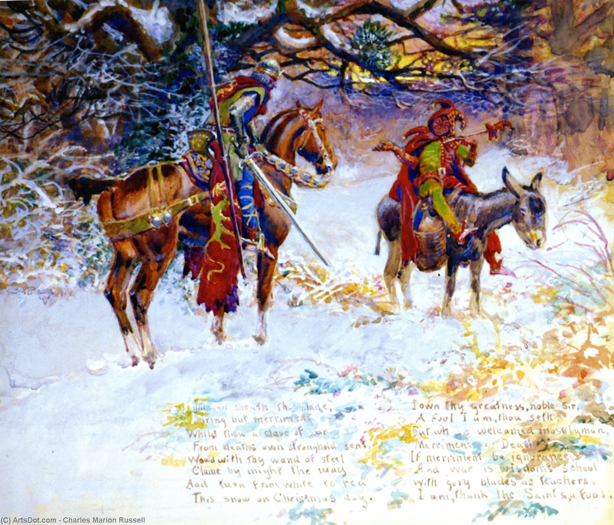 WikiOO.org - Encyclopedia of Fine Arts - Målning, konstverk Charles Marion Russell - Fool and the Knight