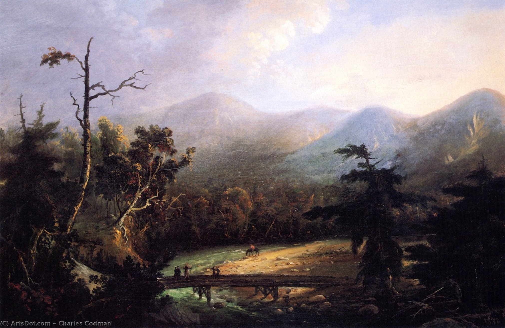 Wikioo.org - The Encyclopedia of Fine Arts - Painting, Artwork by Charles Codman - Footbridge in the Wilderness