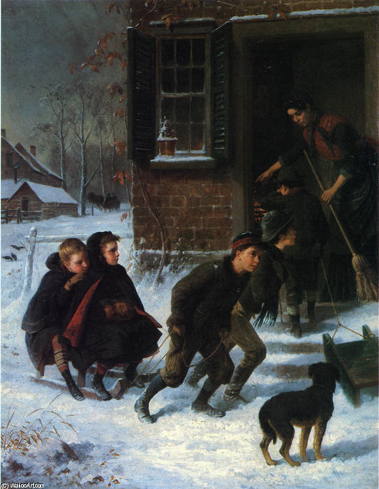 Wikioo.org - The Encyclopedia of Fine Arts - Painting, Artwork by William Hahn - Forbidden to Go Sleigh Riding