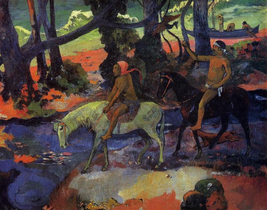 WikiOO.org - Εγκυκλοπαίδεια Καλών Τεχνών - Ζωγραφική, έργα τέχνης Paul Gauguin - The Ford (also known as Flight)