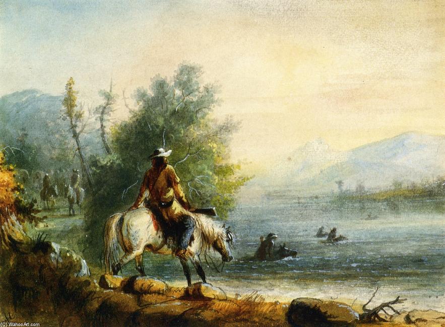 Wikioo.org - Die Enzyklopädie bildender Kunst - Malerei, Kunstwerk von Alfred Jacob Miller - Durchwaten des Flusses