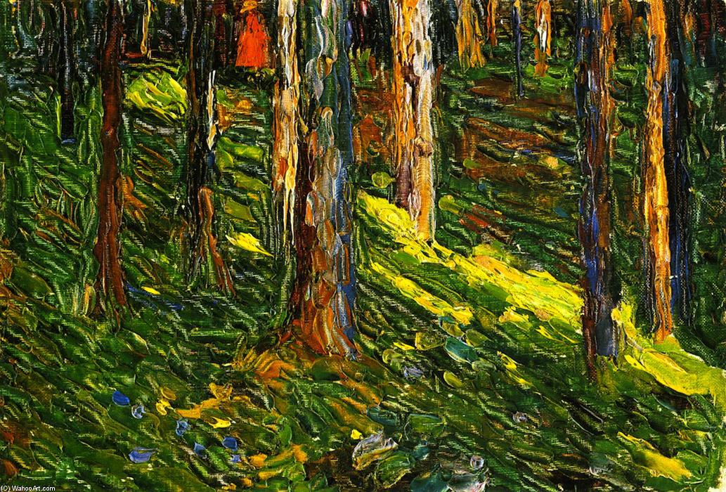 Wikioo.org - The Encyclopedia of Fine Arts - Painting, Artwork by Wassily Kandinsky - Forest Landscape with Red Figure