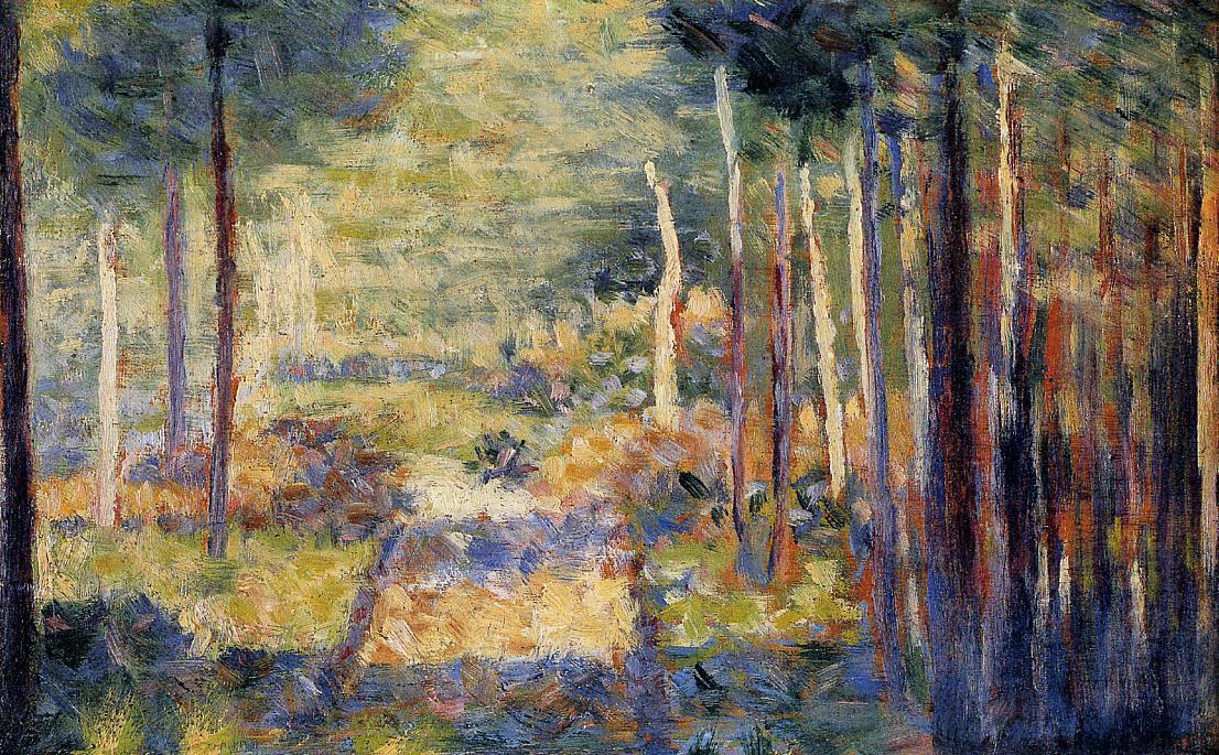 WikiOO.org - Encyclopedia of Fine Arts - Maleri, Artwork Georges Pierre Seurat - Forest Path, Barbizon