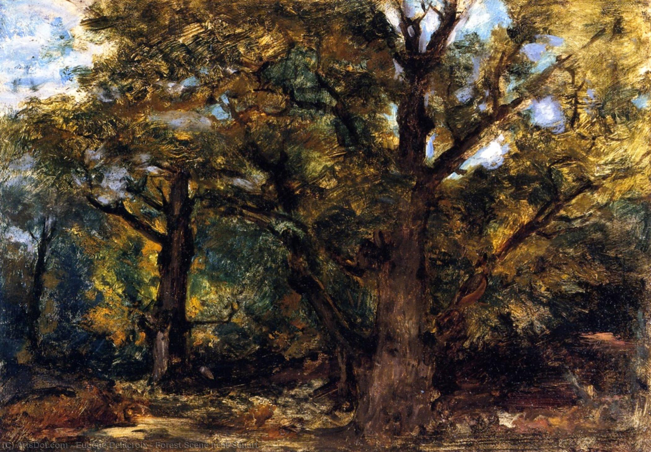 Wikioo.org - The Encyclopedia of Fine Arts - Painting, Artwork by Eugène Delacroix - Forest Scene near Sénart