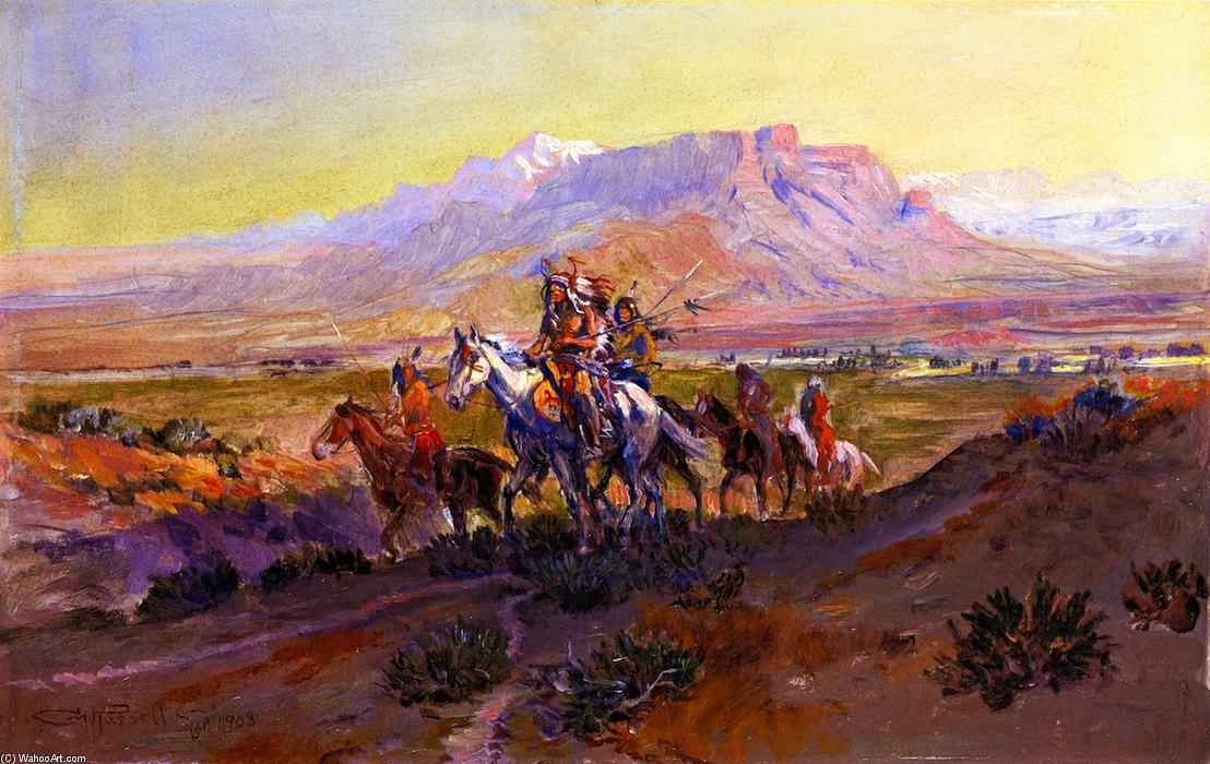 Wikioo.org - The Encyclopedia of Fine Arts - Painting, Artwork by Charles Marion Russell - The Forked Trail