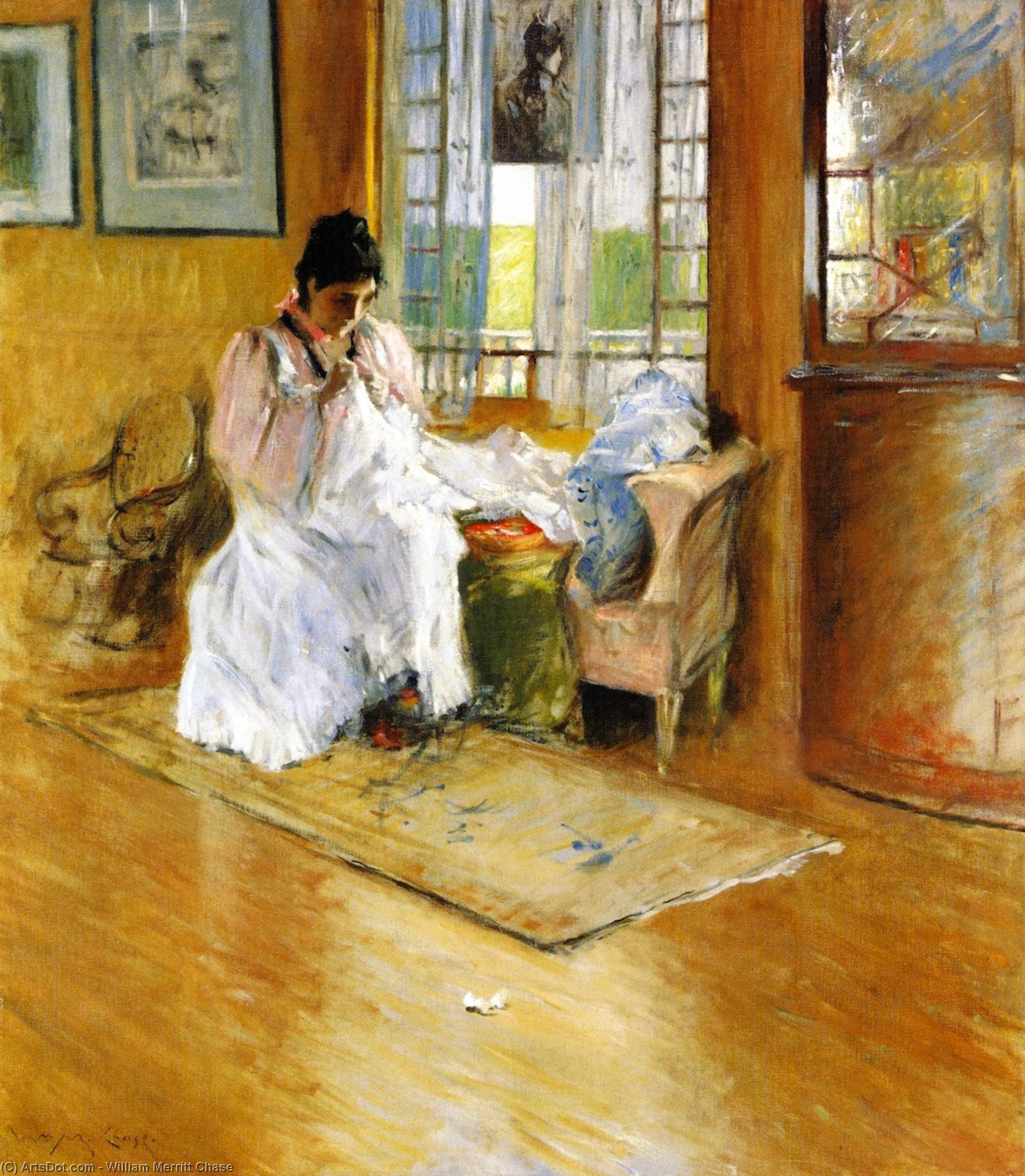Wikioo.org - The Encyclopedia of Fine Arts - Painting, Artwork by William Merritt Chase - 'For the LIttle One (also known as Hall at Shinnecock)'