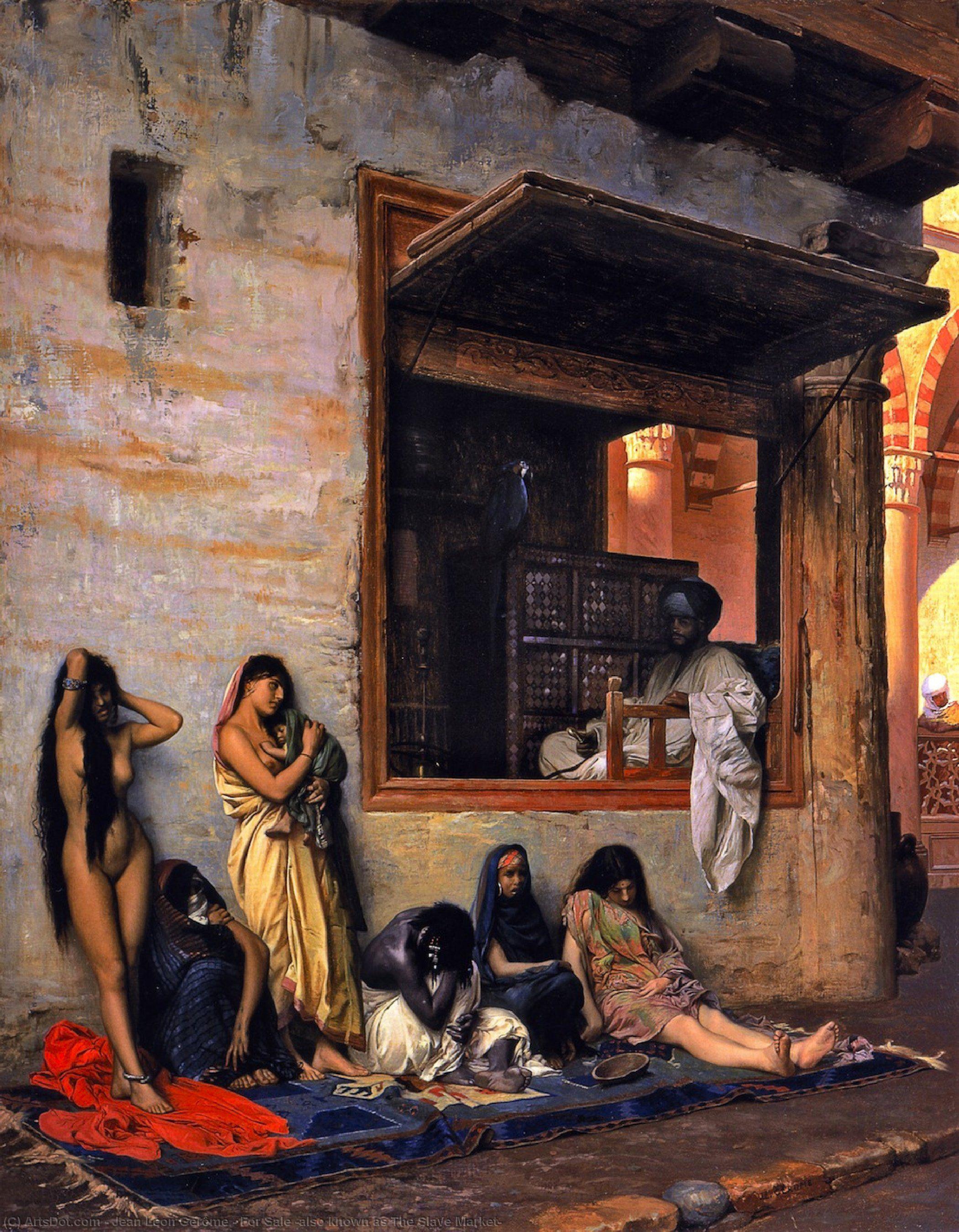 WikiOO.org – 美術百科全書 - 繪畫，作品 Jean Léon Gérôme - 出售 还  已知  作为  的  奴隶  市场