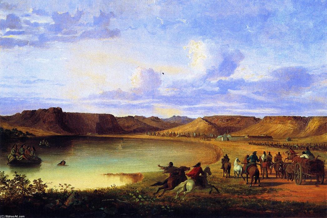 Wikoo.org - موسوعة الفنون الجميلة - اللوحة، العمل الفني John Mix Stanley - Fort Benton Indians, Fort Benton, Montana