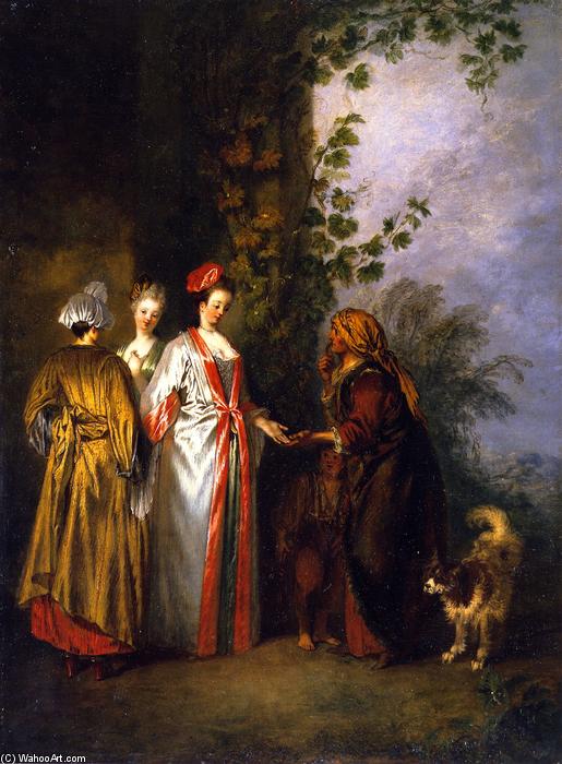 Wikioo.org – L'Enciclopedia delle Belle Arti - Pittura, Opere di Jean Antoine Watteau - La chiromante