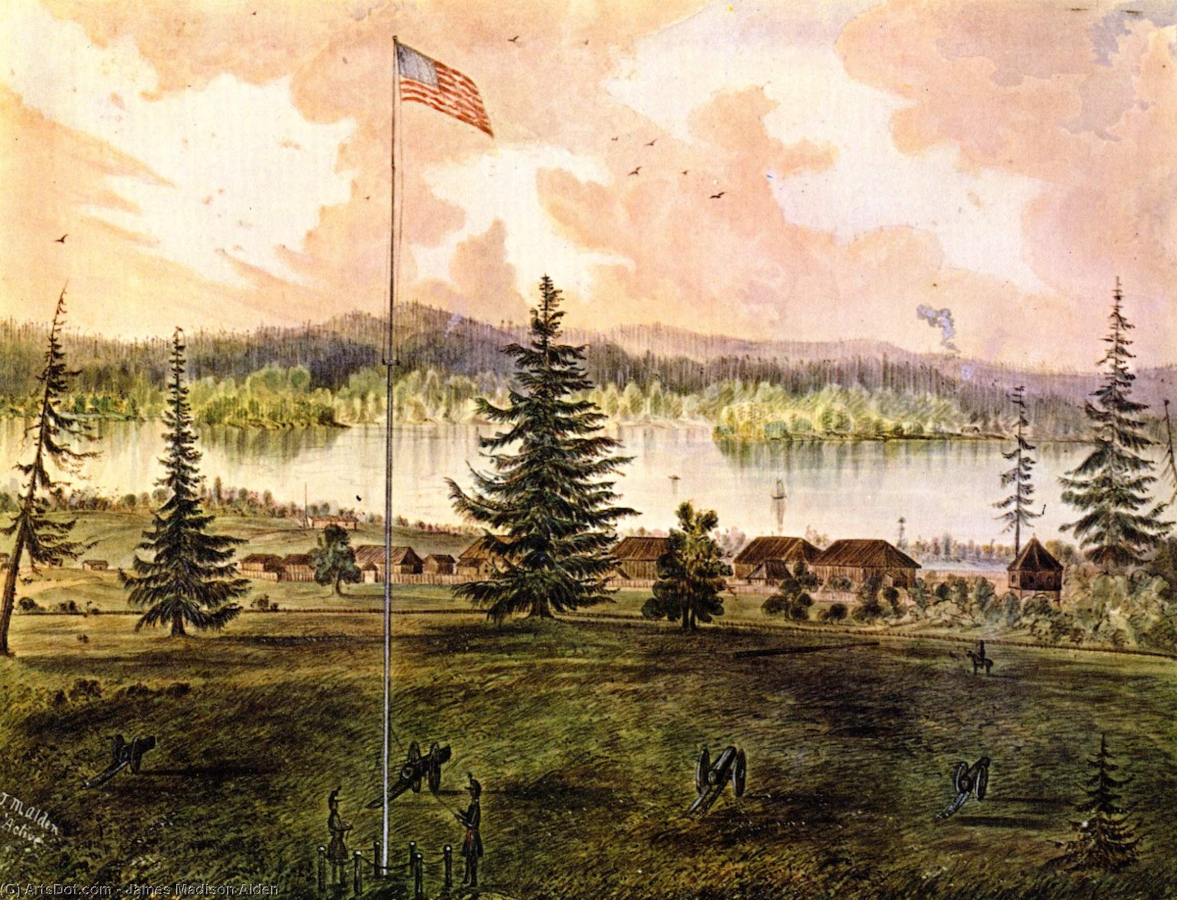 Wikioo.org - The Encyclopedia of Fine Arts - Painting, Artwork by James Madison Alden - Fort Vancouver, Oregon